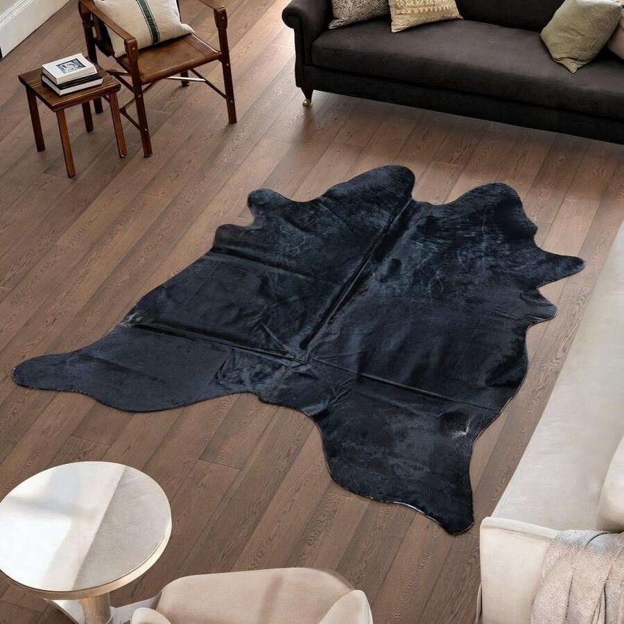 Koeienhuidvloerkleed.nl Koeienhuid Vloerkleed Zwart 203 x 219 cm Koeienkleed Koeienvel Dierenvel Dierenhuid Tapijt - Foto 2
