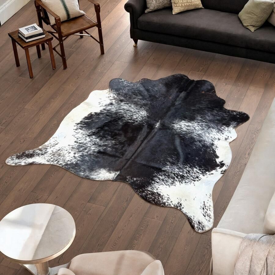 Koeienhuidvloerkleed.nl Koeienhuid Vloerkleed Zwart Wit 213 x 206 cm Koeienkleed Koeienvel Dierenvel Dierenhuid Koehuid Tapijt