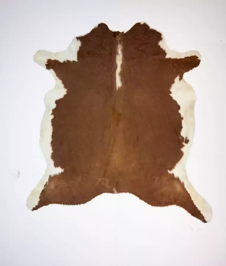 Koelap Koeienhuid Vloerkleed Bruinwit Gevlekt Langharig 195 x 220 cm 1004616