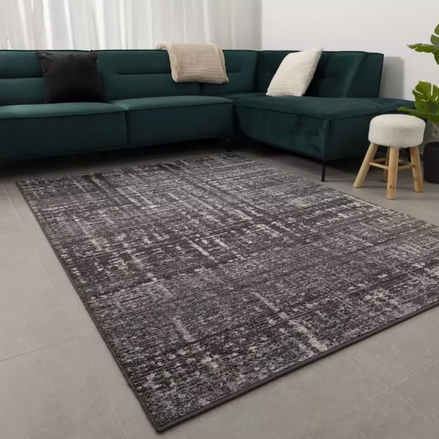 Koho Carpets Antraciet Tapijt Laagpolig Vloerkleed Koho Modern Belgian 140x190cm- Modern Woonkamer Salon Slaapkamer Eetkamer