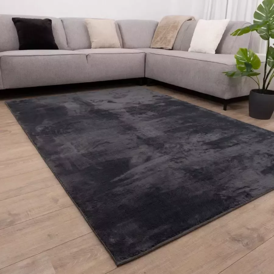 Koho Carpets Antraciet Tapijt Wasbaar Laagpolig Vloerkleed met Anti Slip Koho Soft Comfort Wasbaar op 30° 80x150cm- Modern Woonkamer Salon Slaapkamer Eetkamer