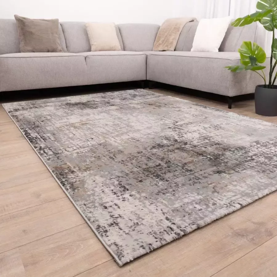 Koho Carpets Beige met Grijs Tapijt Laagpolig Vloerkleed Koho Impressive 80x150cm- Modern Woonkamer Salon Slaapkamer Eetkamer