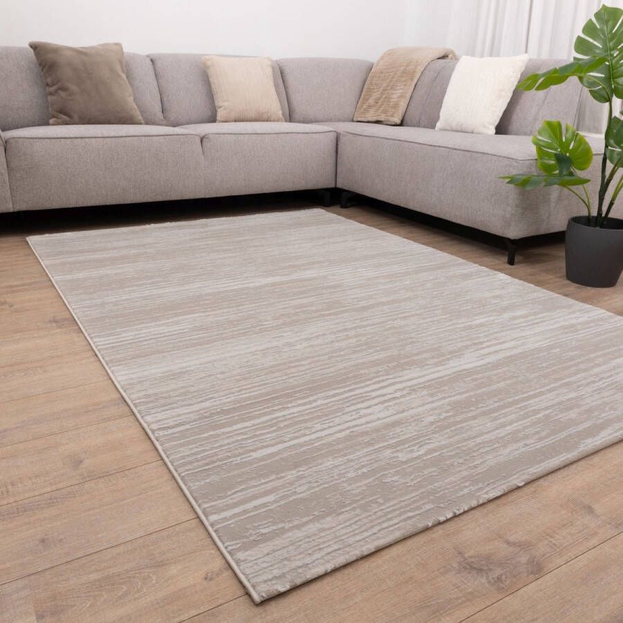 Koho Carpets Beige Tapijt Laagpolig Vloerkleed Koho Abstract Reality 160x230cm- Modern Woonkamer Salon Slaapkamer Eetkamer