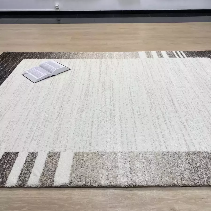 Koho Carpets Crème Tapijt Dik Laagpolig Vloerkleed Koho Zen Premium Feeling Kader 80x150cm- Modern Woonkamer Salon Slaapkamer Eetkamer