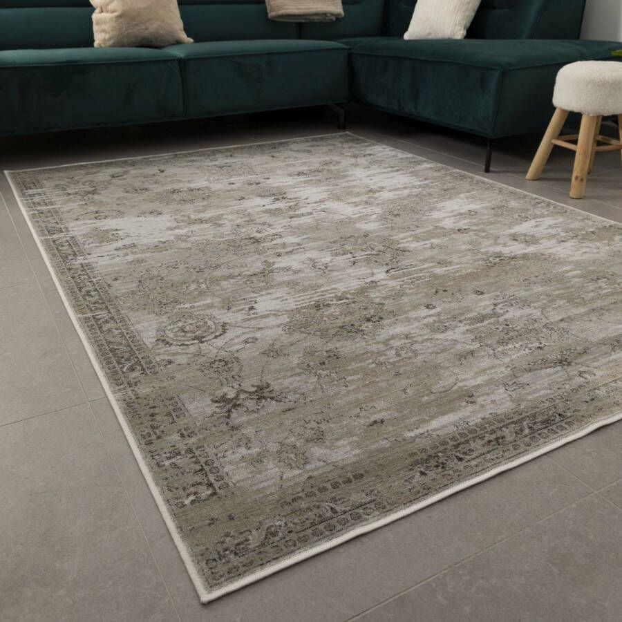 Koho Carpets Dun Vloerkleed met Anti-Slip Beige Laagpolig Tapijt Koho Vintage 160x230cm- Modern Woonkamer Salon Slaapkamer Eetkamer