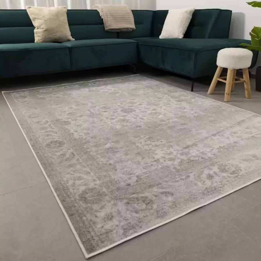 Koho Carpets Dun Vloerkleed met Anti-Slip Grijs Laagpolig Tapijt Koho Vintage 160x230cm- Modern Woonkamer Salon Slaapkamer Eetkamer