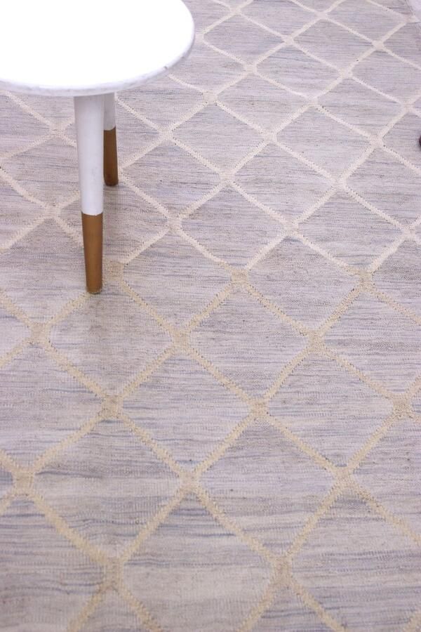 Koho Carpets Beige Tapijt Laagpolig Handgeweven Wollen Vloerkleed Koho Afghan Modern Kelim 225x158 225x158cm- Modern Woonkamer Salon Slaapkamer Eetkamer