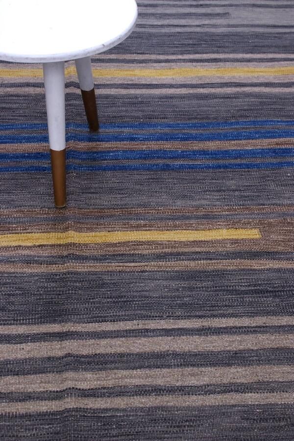 Koho Carpets Blauw Tapijt Laagpolig Handgeweven Wollen Vloerkleed Koho Afghan Modern Kelim 303x203 303x203cm- Modern Woonkamer Salon Slaapkamer Eetkamer