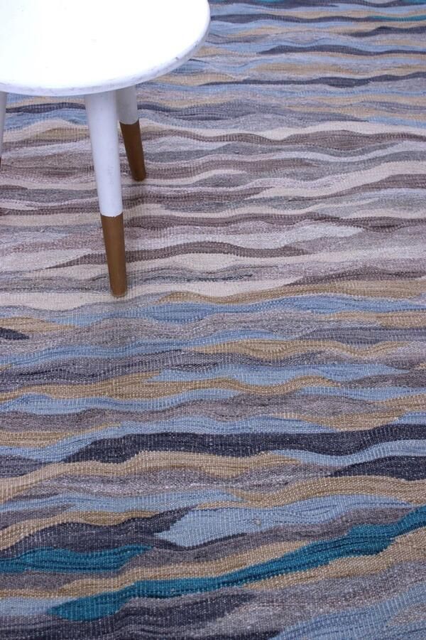 Koho Carpets Blauw Tapijt Laagpolig Handgeweven Wollen Vloerkleed Koho Afghan Modern Kelim 233x168 233x168cm- Modern Woonkamer Salon Slaapkamer Eetkamer - Foto 2