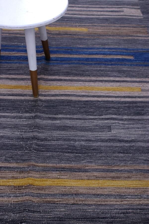 Koho Carpets Blauw Tapijt Laagpolig Handgeweven Wollen Vloerkleed Koho Afghan Modern Kelim 225x155 225x155cm- Modern Woonkamer Salon Slaapkamer Eetkamer