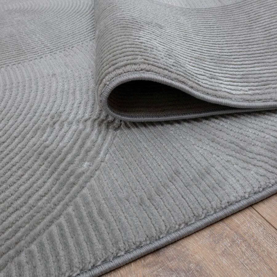Koho Carpets Grijs Tapijt Kwalitatief Laagpolig Vloerkleed Koho Premium Touch 3D Toon op Toon 60x110cm- Modern Woonkamer Salon Slaapkamer Eetkamer