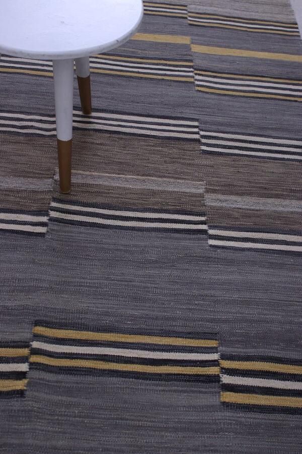 Koho Carpets Grijs Tapijt Laagpolig Handgeweven Wollen Vloerkleed Koho Afghan Modern Kelim 227x148 227x148cm- Modern Woonkamer Salon Slaapkamer Eetkamer