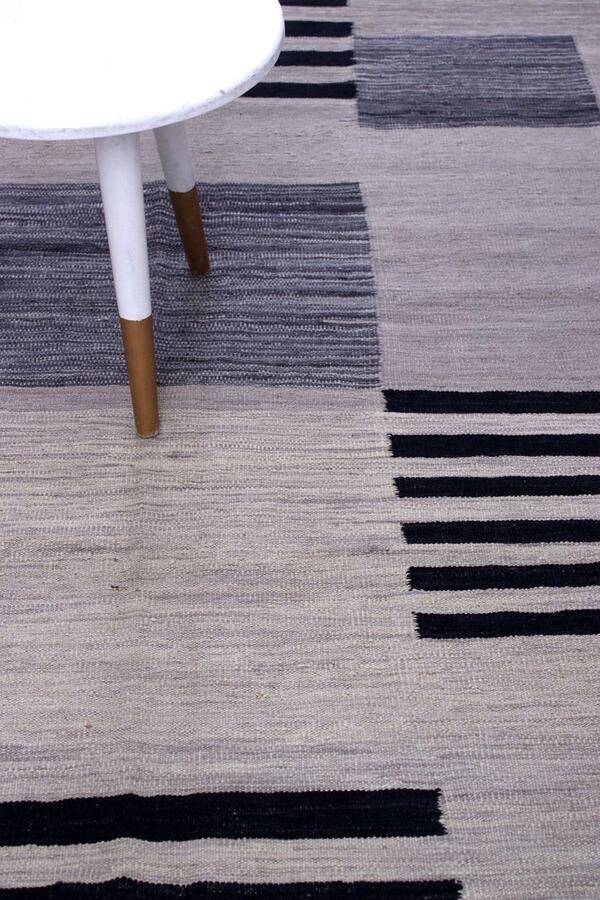 Koho Carpets Grijs Tapijt Laagpolig Handgeweven Wollen Vloerkleed Koho Afghan Modern Kelim 230x165 230x165cm- Modern Woonkamer Salon Slaapkamer Eetkamer