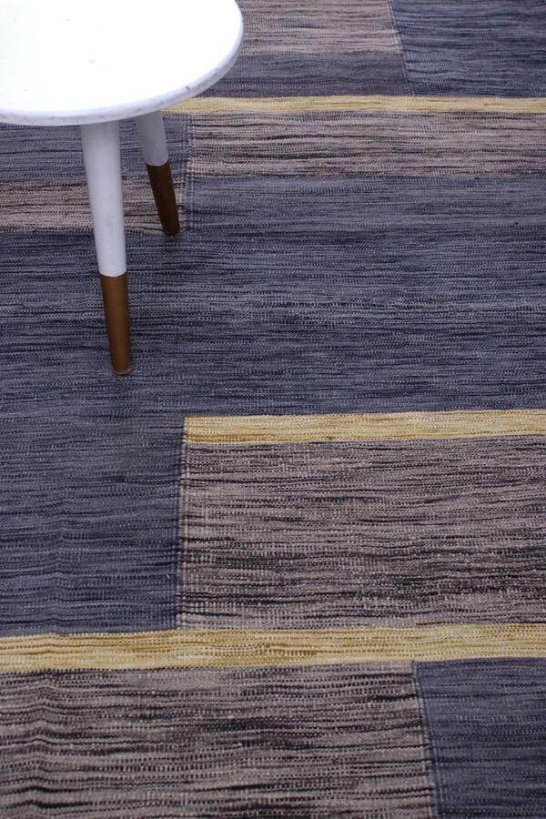 Koho Carpets Grijs Tapijt Laagpolig Handgeweven Wollen Vloerkleed Koho Afghan Modern Kelim 223x168 223x168cm- Modern Woonkamer Salon Slaapkamer Eetkamer