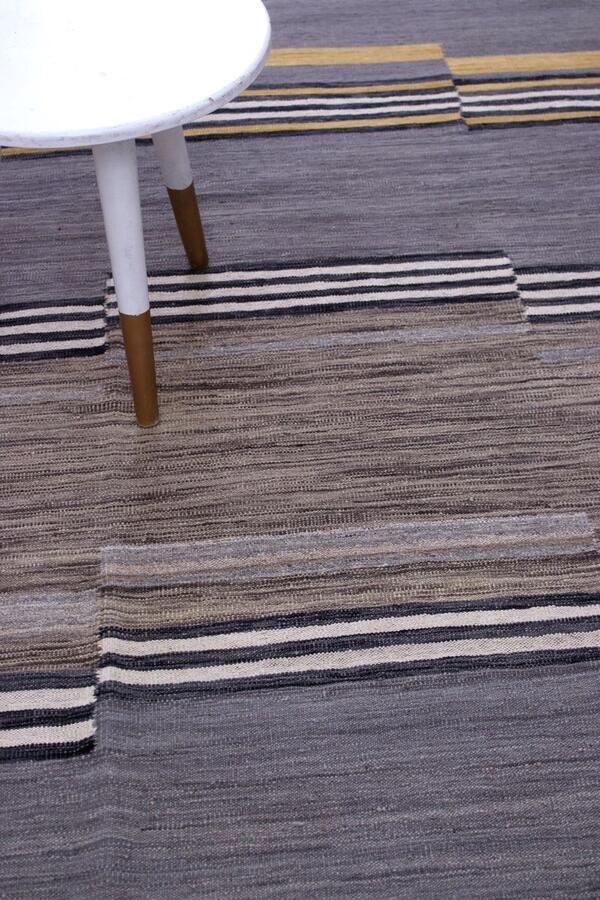 Koho Carpets Grijs Tapijt Laagpolig Handgeweven Wollen Vloerkleed Koho Afghan Modern Kelim 298x206 298x206cm- Modern Woonkamer Salon Slaapkamer Eetkamer