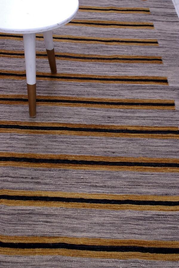 Koho Carpets Grijs Tapijt Laagpolig Handgeweven Wollen Vloerkleed Koho Afghan Modern Kelim 223x158 223x158cm- Modern Woonkamer Salon Slaapkamer Eetkamer