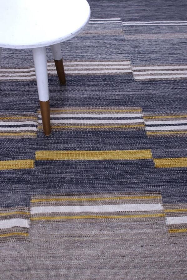 Koho Carpets Grijs Tapijt Laagpolig Handgeweven Wollen Vloerkleed Koho Afghan Modern Kelim 230x165 230x165cm- Modern Woonkamer Salon Slaapkamer Eetkamer