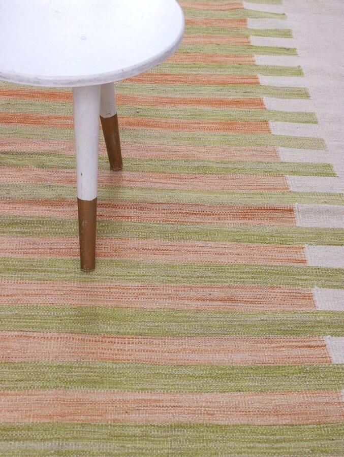 Koho Carpets Groen Tapijt Laagpolig Handgeweven Wollen Vloerkleed Koho Afghan Modern Kelim 198x153 198x153cm- Modern Woonkamer Salon Slaapkamer Eetkamer