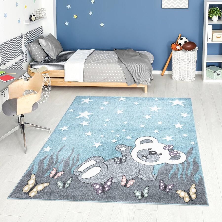 Koho Carpets Kindertapijt Koho Koala Beertje Blauw Vloerkleed 140x200cm- Kinderkamer Babykamer Baby Kids Jongens en Meisjes Kinderen