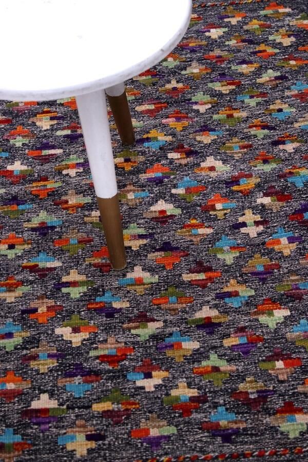 Koho Carpets Kleurrijk Tapijt Laagpolig Handgeweven Wollen Vloerkleed Koho Afghan Kelim 116x81 116x81cm- Modern Woonkamer Salon Slaapkamer Eetkamer