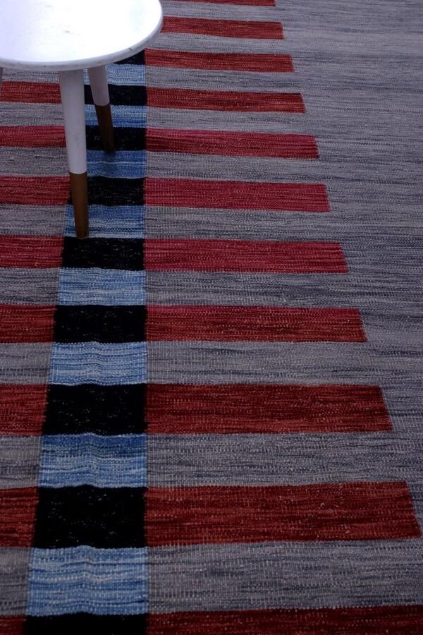 Koho Carpets Rood Tapijt Laagpolig Handgeweven Wollen Vloerkleed Koho Afghan Modern Kelim 289x206 289x206cm- Modern Woonkamer Salon Slaapkamer Eetkamer