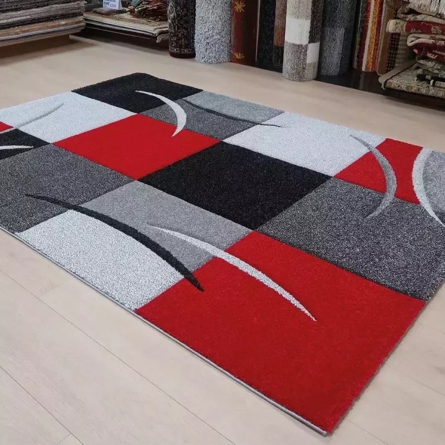 Koho Carpets Rood Tapijt Laagpolig Vloerkleed Koho Eternal Flow 120x170cm- Modern Woonkamer Salon Slaapkamer Eetkamer