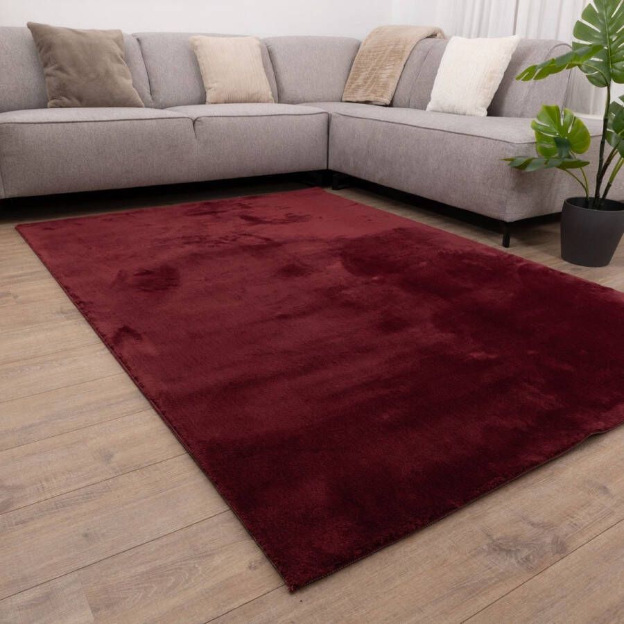 Koho Carpets Rood Tapijt Wasbaar Laagpolig Vloerkleed met Anti Slip Koho Soft Comfort Wasbaar op 30° 160x160cm- Modern Woonkamer Salon Slaapkamer Eetkamer