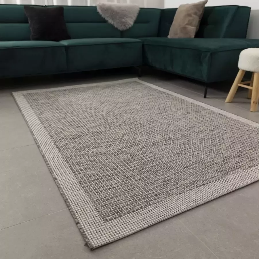 Koho Carpets Vloerkleed Buiten Buitenkleed Laagpolig Grijs Vloerkleed Koho Outdoor Tapijt 140x200cm- Modern Woonkamer Salon Slaapkamer Eetkamer