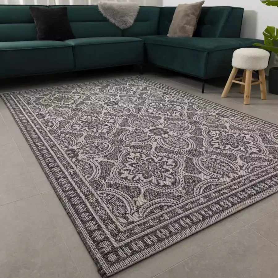 Koho Carpets Vloerkleed Buiten Buitenkleed Laagpolig Grijs Vloerkleed Koho Outdoor Tapijt 200x290cm- Modern Woonkamer Salon Slaapkamer Eetkamer