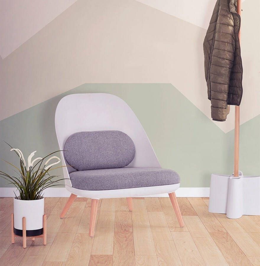 KokoonDesign Fauteuil KAJOL Wit-Lichtgrijs