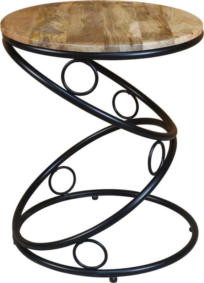 Koloniaal teakhuis Bijzettafel-Mangohout-Rond-Uniek model- -Goedkoop