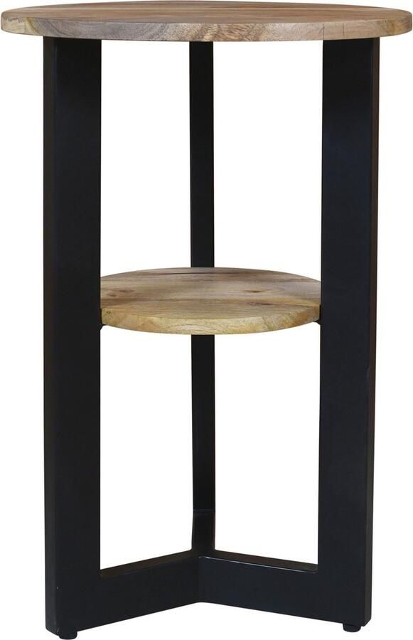 Koloniaal teakhuis Bijzettafel-Plantentafel-Mangohout-Industrieel-Uniek model- -Rond