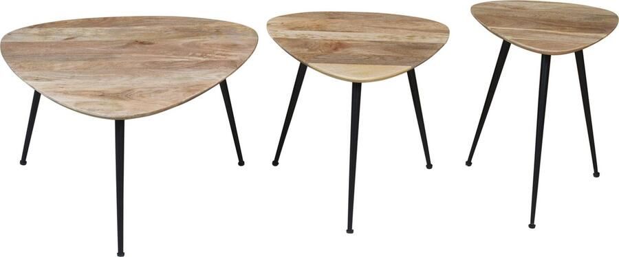 Koloniaal teakhuis salontafel set 3 stuks-organische vorm-Mangohout-Industrieel- -Goedkoop