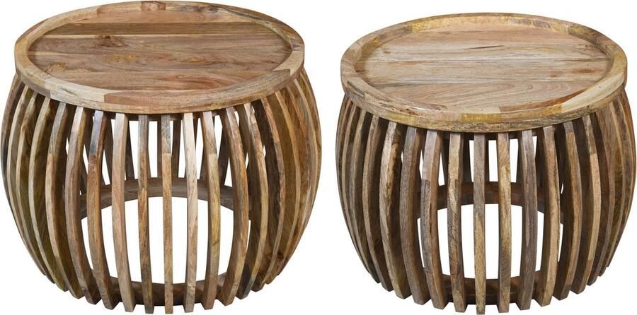 Koloniaal teakhuis salontafelset-Mangohout-Model bowl- 2 stuks- -Goedkoop