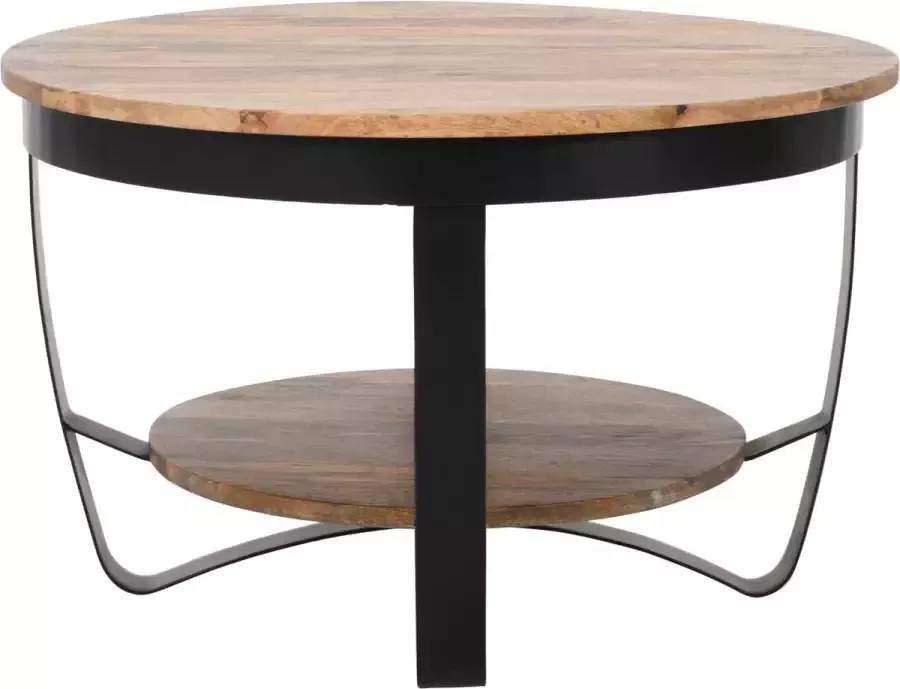 Koloniaal teakhuis Salontafel-Rond 70cm -Mangohout-Industrieel- -goedkoop