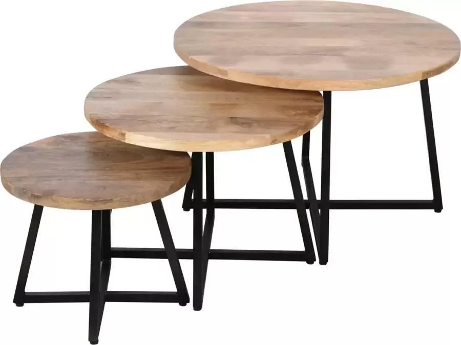 Koloniaal teakhuis Salontafel set-3 stuks-Mangohout