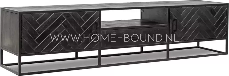 Kolony TV-meubel vissengraat 210x45x50cm mango met metaal