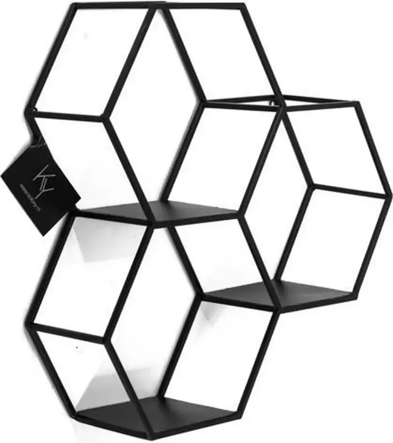 Kolony Wandrek Hexagon Zwart metaal 46 x 13 x 45 cm