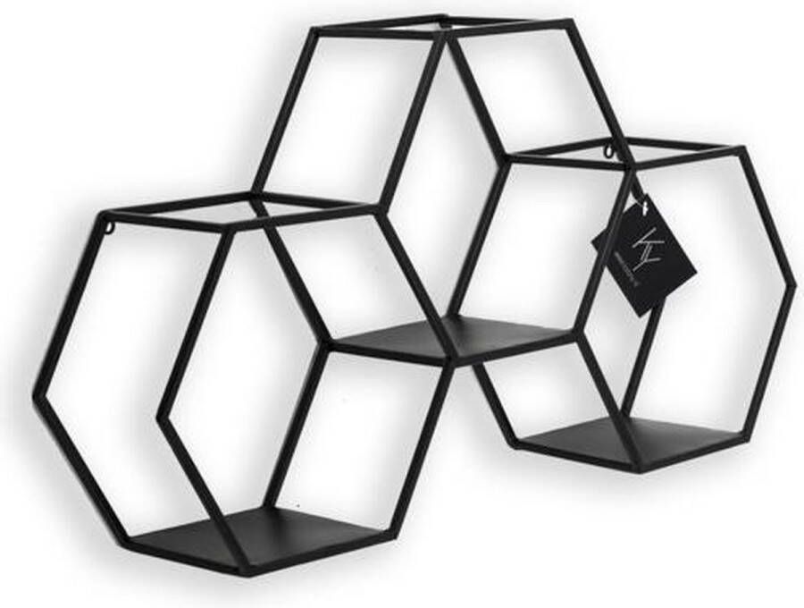 Kolony Wandrek Hexagon Zwart metaal 65 x 13 x 33 cm