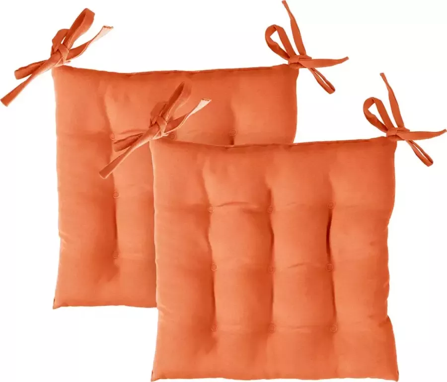 Komfortec 2x Waterafstotend Zitkussen 40x40cm met Bevestigingsbandjes 80% Katoen 20% Polyester Stoelkussen 200 g m² Voor Binnen en Buiten Groen