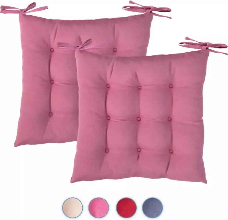 Komfortec 2x Waterafstotend Zitkussen 40x40cm met Bevestigingsbandjes 80% Katoen 20% Polyester Stoelkussen 200 g m² Voor Binnen en Buiten Oranje