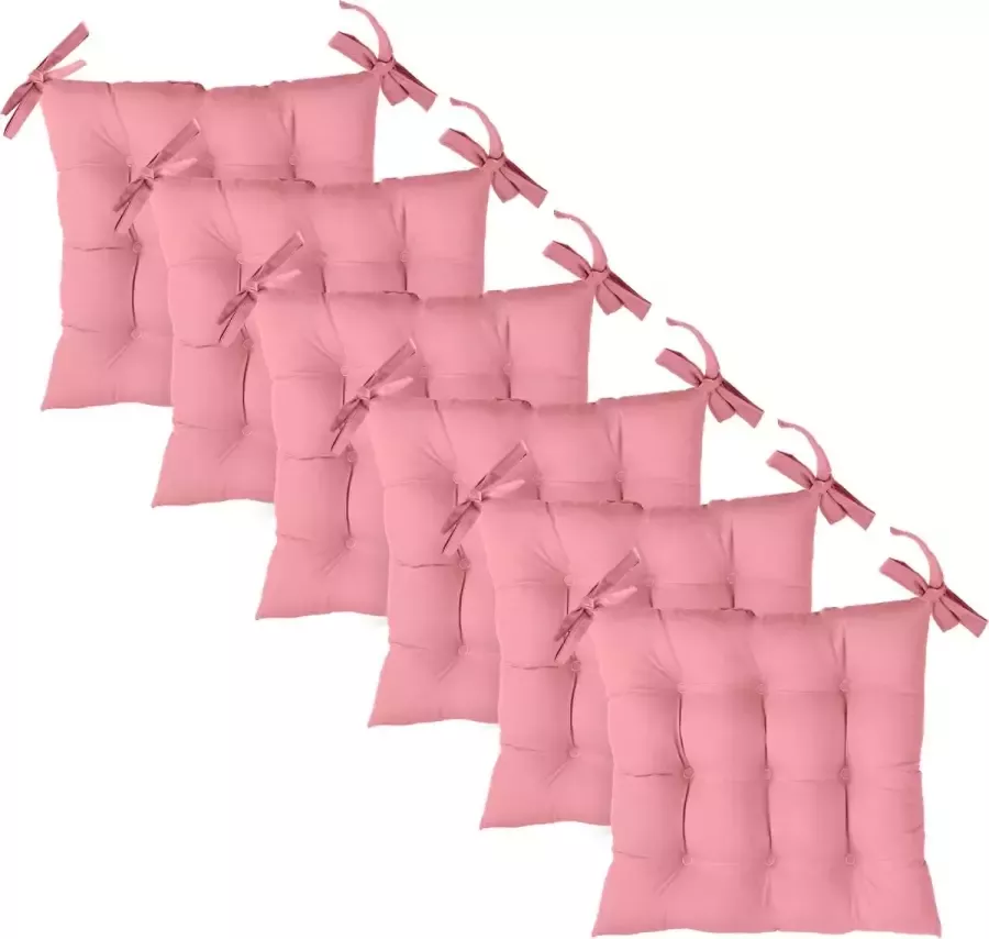 Komfortec 6x Waterafstotend Zitkussen 40x40cm met Bevestigingsbandjes 100% polyester Stoelkussen 100-110gr m2 Voor Binnen en Buiten Turquoise