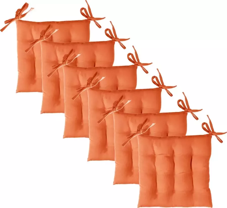 Komfortec 6x Waterafstotend Zitkussen 40x40cm met Bevestigingsbandjes 80% Katoen 20% Polyester Stoelkussen 200 g m² Voor Binnen en Buiten Turquoise