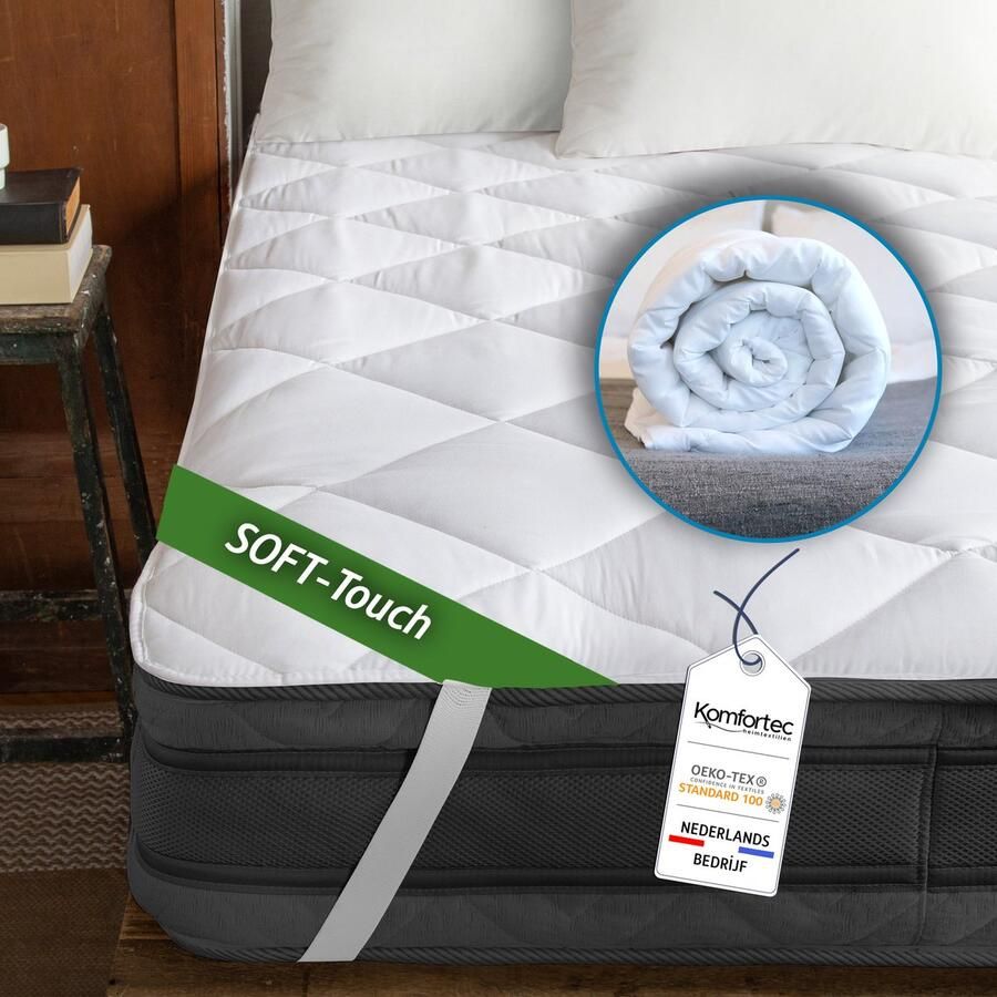 Komfortec 2x Matrasbeschermer 120x200 cm 500g m² met 4 Hoekelastieken Microvezel Ademend Gewatteerde Topdekmatras Wit - Foto 2