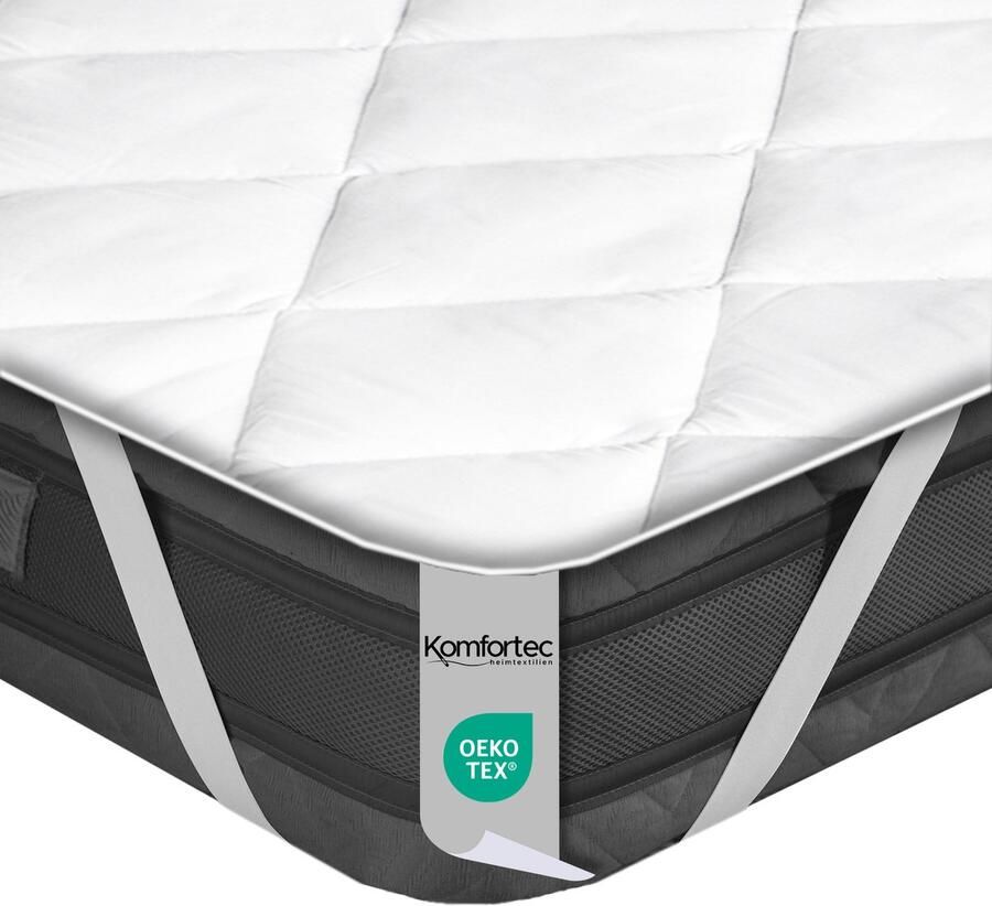 Komfortec Matrasbeschermer 180x200 cm 500g m² met 4 Hoekelastieken Microvezel Ademend Gewatteerde Topdekmatras Wit