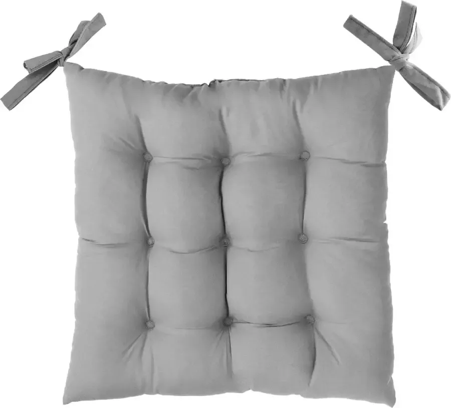 Komfortec Waterafstotend Zitkussen 40x40 cm met Bevestigingsbandjes 100% polyester Stoelkussen 100-110 gr m2 Voor Binnen en Buiten-Grijs