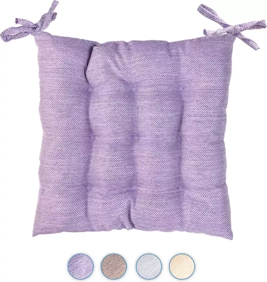 Komfortec Waterafstotend Zitkussen 40x40cm met Bevestigingsbandjes 100% Linnenlook Stoelkussen 220 g m² Voor Binnen en Buiten Pruim (kleur)