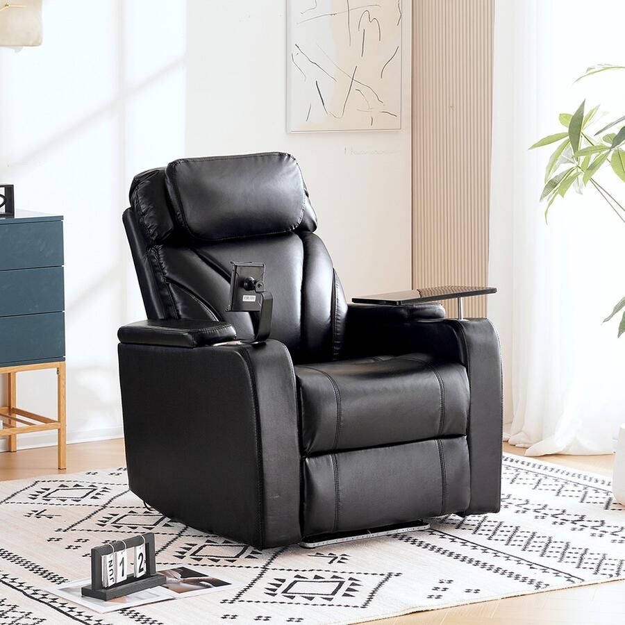 KOMHTOM Bank Fauteuil denoir USB oplaadpoort 360° draaibaar draagbare Bluetooth Stoelen PU Leer