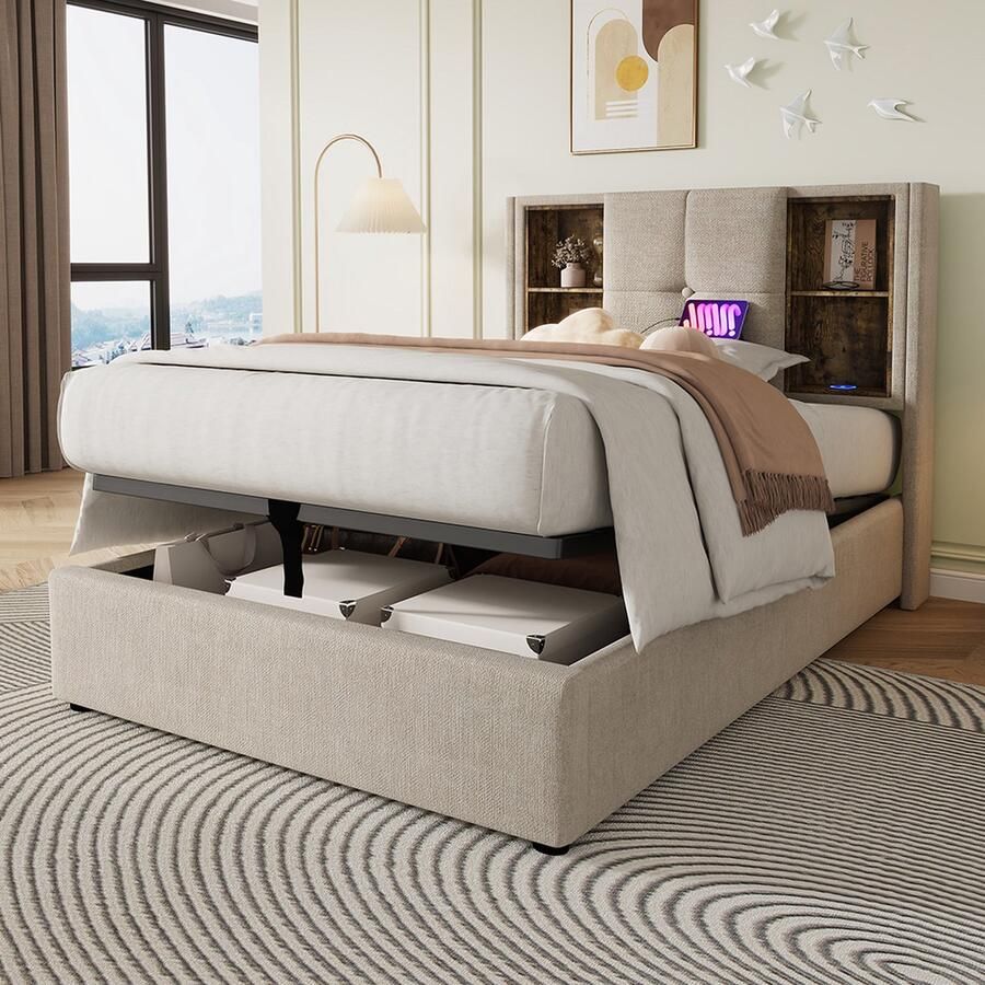 KOMHTOM Bed Kinderbed Eenpersoonsbed 90x200 cm met laden Bedbodem met opbergruimte