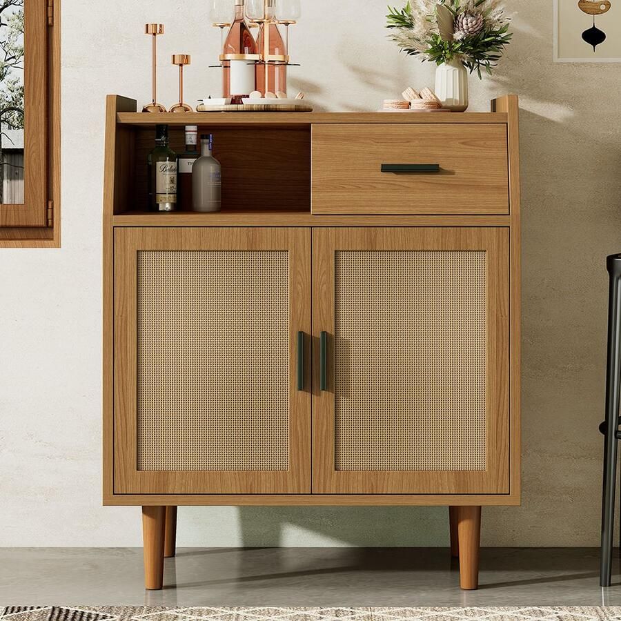 KOMHTOM Dressoir Ladekast met 1 lade en 2 deuren met legplank voor slaapkamer woonkamer en kantoor